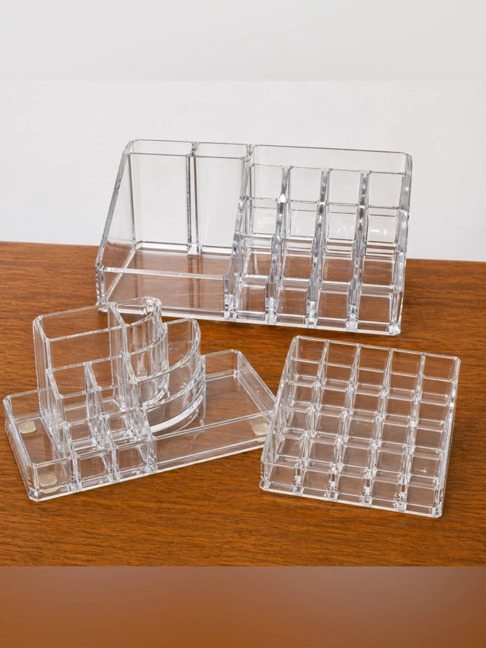 Clear Acrylic Makeup Organizer Set 3 Pc Vanity Storage Lipstick Holder
